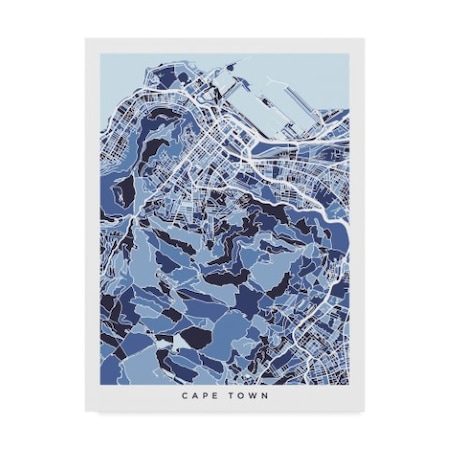 Trademark Fine Art Michael Tompsett 'Cape Town South Africa City Street Map Blue' Canvas Art, 14x19 MT02549-C1419GG